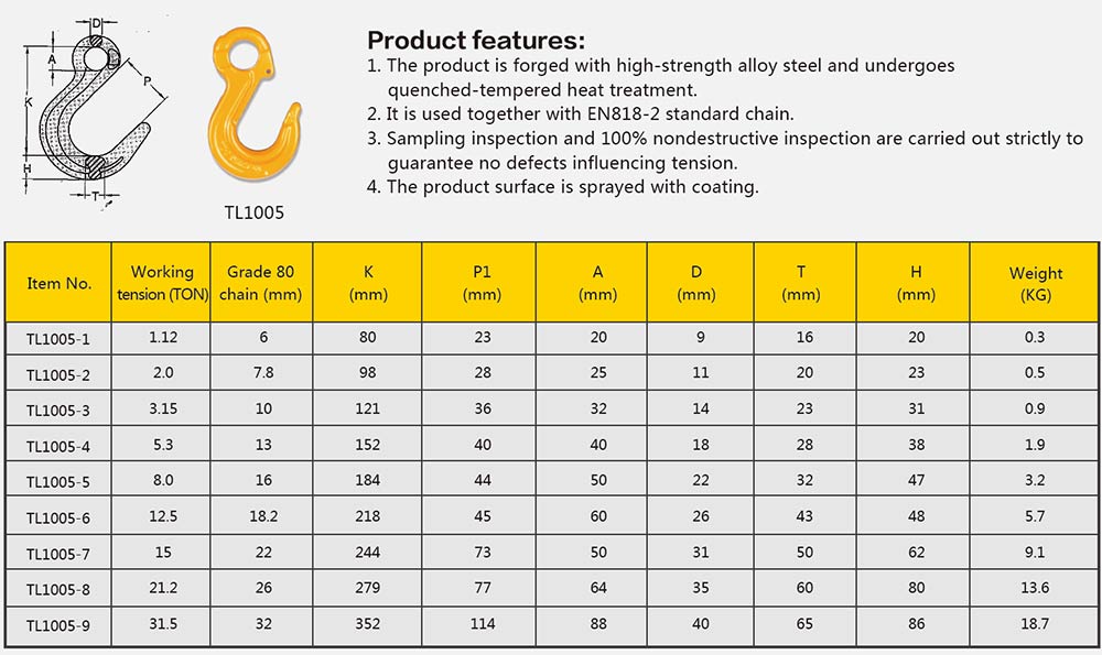 Grade 80 Eye-shape Sliding Hook